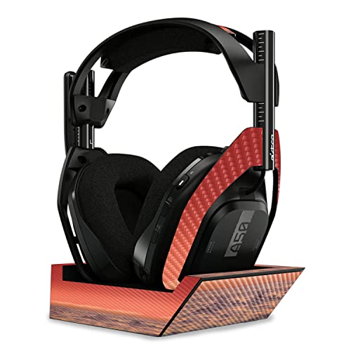Image of MightySkins Carbon Fiber Skin Compatible with Astro A50 Wireless Headphones + Base Station (Gen 4) - Red Horizon | Protective, Durable Textured Carbon Fiber Finish | Easy to Apply | Made in The USA