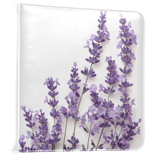 FLildon Photo Album Self Adhesive DIY Scrapbook Album Lavender Flowers Violet 3 Ring Binders Photo Book 40 Pages 8x10 for Memory
