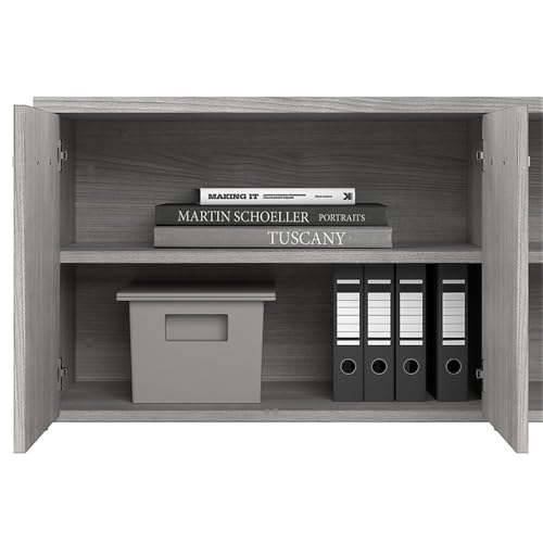 Bush Business Furniture Studio A Low Storage Cabinet with Doors and Shelves in Platinum Gray
