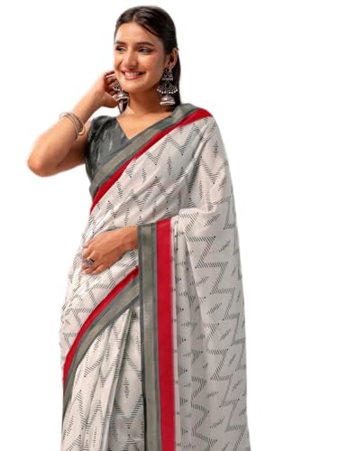 Image of Satrani Women's Silk Printed Ready To Wear Saree with Unstitched Blouse Piece