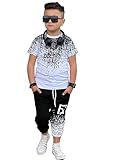 Fashion Boys Sportswear - T-Shirt and Pants with Distinctive Details - Trending Set for Boys by Mizah (Black, 18 Years)
