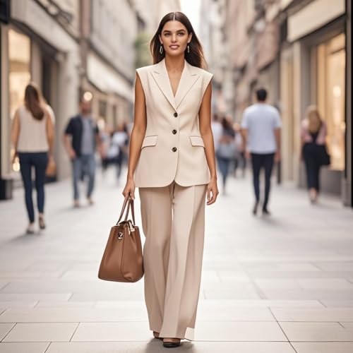 Womens Blazer 2 Piece Outfits Vest Pants Set Summer Business Professional Suits for Wedding Guest4