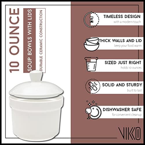 Vikko Soup Crocks With Lion Lids, 14 Ounce Modern White - View #9
