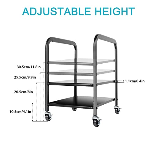 Computer Tower Stand Cpu Tower Cart, 360Tronics Adjustable Desktop Atx-Case Cart 2-Tier Pc Floor Stand, Mobile Rolling Cpu Holder With 360°Locking Caster Wheels For Office Home (Black) #TOP3