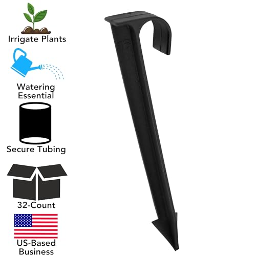 Harrier Hardware 1/2-Inch Irrigation Tubing Hold-Down Anchor Stakes, 1 x 6-Inch, 32-Pack for Garden Ground Securing Hoses