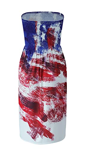 Image of Zyyfly Strapless Dress for Women Summer Beach Boho Smocked Tube Top Dress