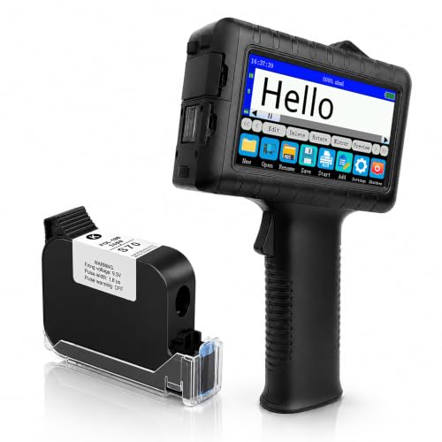 INPTNOV Handheld Inkjet Printer, Portable Batch Code & Expiration Date Printer with 42ml Fast-Dry Ink for Barcode, QR Code, Logo on Plastic, Metal, Glass, Wood & Cardboard