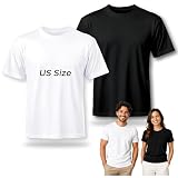 Joyclub 2 Pack Black and White Blank t Shirts Bulk Wholesale Crew Neck Short Sleeve Plain Polyester Stretch Soft Tees for Sublimation DIY Daily Outfits M