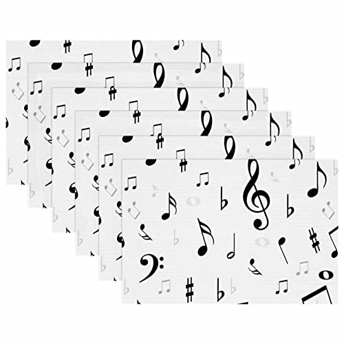 Set de table note de musique résistant à la chaleur et antidérapant pour table à manger - 6