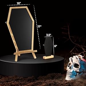 Coffin Chalk Board - Blackboard with Mini Coffin - Spooky 17x10.5 inches - Eraseable Letter Board for Gothic Wedding & Halloween Decor Coffin Chalk Board Blackboard with Mini Coffin Spooky 17×105 inches Eraseable Letter Board for Gothic Wedding Halloween Decor