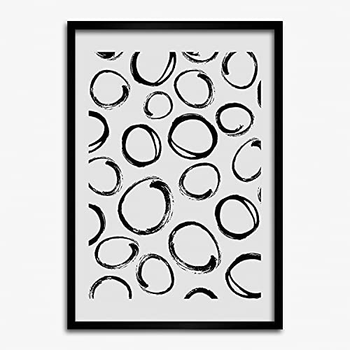 Cadre MDF 50x70 cm noir avec affiche moderne de roues pour decoration murale salon