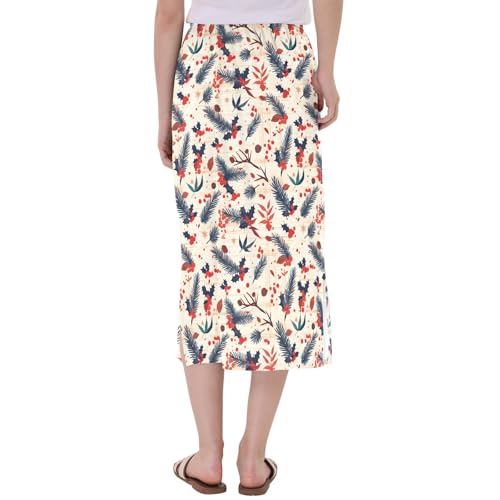 Women Casual Stretch Midi Skirts for Juniors Weekend Double Split Skirt3