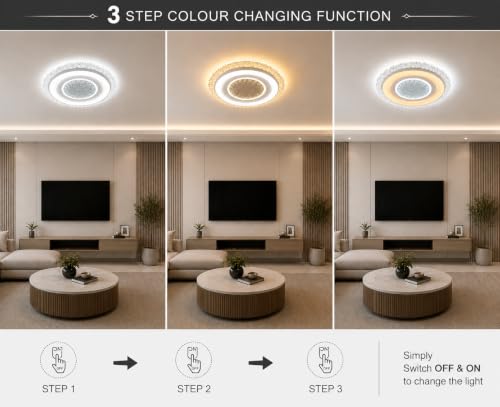Image of FILLISKA Aluminium Luxurious 3 in 1 Led Ceiling /Wall Chandelier Light with 3 Step Colour Changing Function (Acrylic White-665-1)
