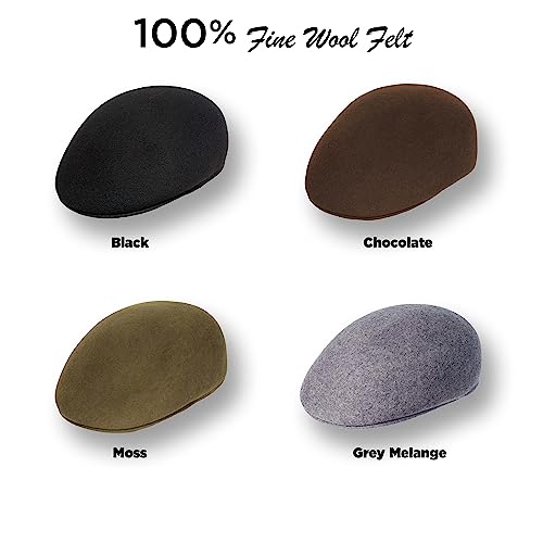 Bigalli Ascot Cap Newsboy Hats For Men 100% Fine Wool Felt Crushable Winter | Grey Melange Size Xl | Water Repellent Hand Made | Made In Ecuador | Flat Cap Boinas Para Hombre #TOP2