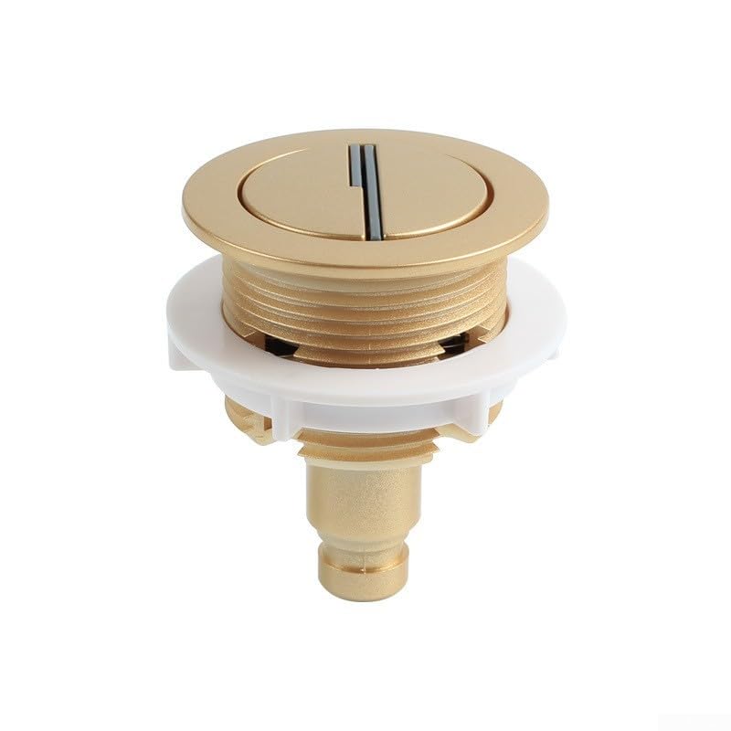Mecanismo de descarga de tanque de inodoro de 38 mm con doble control de empuje hecho de material ABS cromado para un rendimiento duradero y aspecto minimalista (dorado)