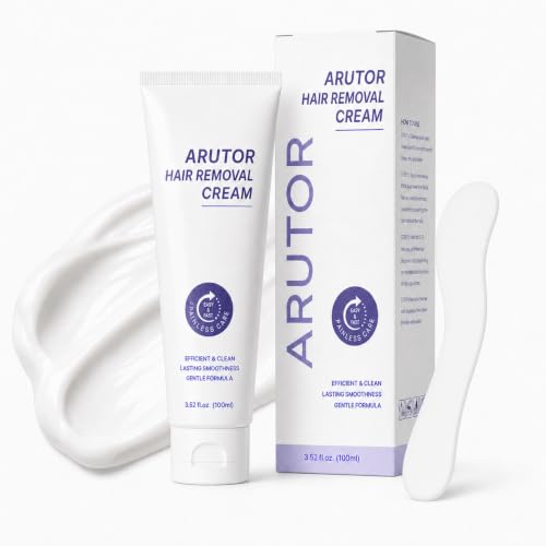 Hair Removal Cream for Sensitive Skin, Gentle Facial & Body Hair Remover for Women & Men, Depilatory Cream with Spatula for Legs, Arms, Underarms & Bikini Line, 3.52 Fl Oz