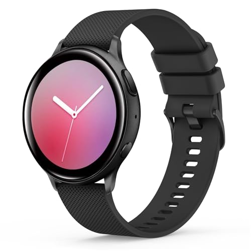 Sport Strap Compatible With Samsung Galaxy Watch Active/Active 2 40mm/44mm,20mm Waterproof Silicone Replacement for Samsung Galaxy Watch 7/6/5/4 40mm 44mm Strap for Women Men (Black)