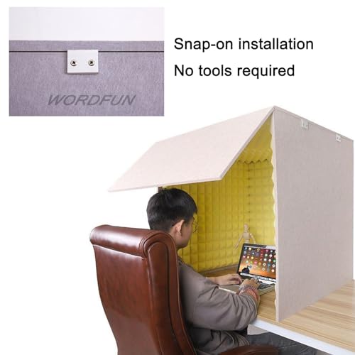 WORDFUN Cabina Vocal Portátil para Grabación, Aislante para Micrófono, Sala de Aislamiento Acústico para Estudio en Casa, Escudo de Aislamiento para Micrófono miniatura 7