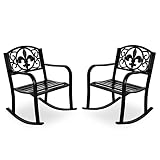 MAGIC UNION Outdoor Metal Rocking Chairs Set of 2, Black Patio Rocker Cast Iron Glider Chair for Out