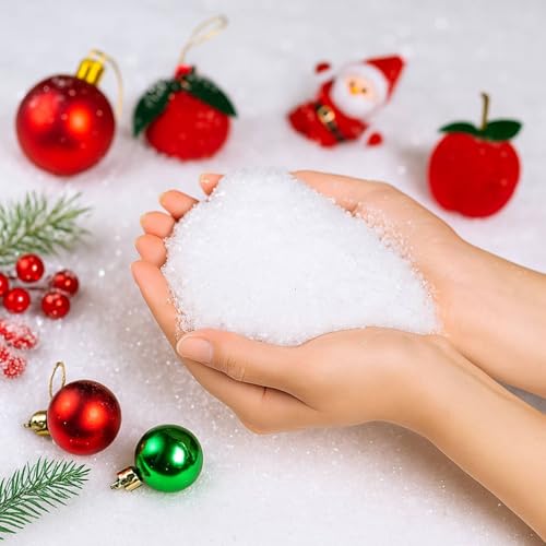 ASAB 500g Christmas Artificial Snow for Crafts Fake Snow Flakes Easy to Clean Craft Snow Decorations for Winter Seasonal Village Displays Xmas Party Decor Holiday Christmas Tree Decoration