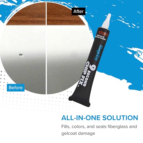 MagicEzy 9 Second Chip Fix (Snow White) | Marine Fiberglass Repair Kit - All in One |Ultra Strong Epoxy Filler for Fiberglass Boats | Fix Holes, Chips, Deep Cracks
