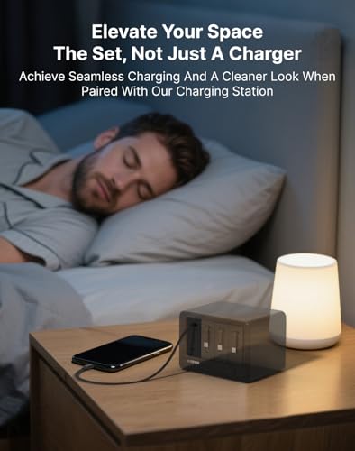 Image of Gitryin 40W USB C Wall Charger with Built-in Retractable Cable, 2-in-1 Foldable Fast Charger Block, Travel Essentials Compatible for iPhone 17 /16 /15, iPad, Galaxy, Pixel, Black