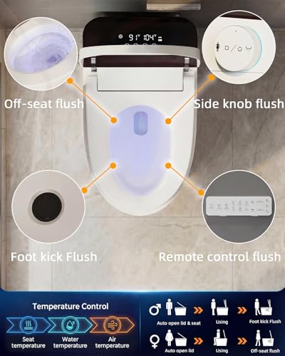 Image of TOTTE Smart Toilet with Bidet, Auto Open /Close Lid, Bidet Toilet with Powerful Flush, Instant Warm Water, Elongated Smart Toilet with Heated Seat, Dryer, Modern Bathroom Toilets with Deodorization
