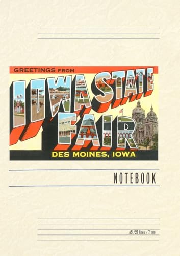Vintage Lined Notebook Greetings from Iowa State Fair, Des Moines