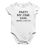 Brain Juice Tees Party At My Crib ONESIE® - Funny Baby Boy - Baby Girl ONESIE® - Cute Organic Cotton Baby ONESIE® (3-6 Month)