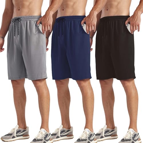 ZH Men's Athletic Shorts with Pockets and Adjustable Elastic Waistband - Quick-Dry Activewear