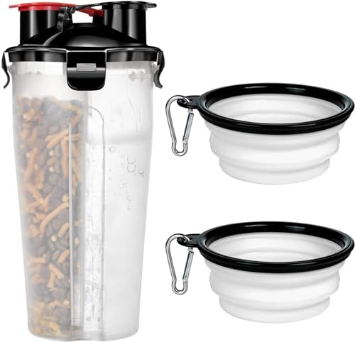COOLBABY Portable Dog Water Bottle and Food Container 2-in-1 with...