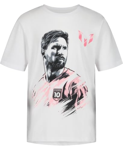 Image of Messi Boys' Lifestyle Short Sleeve T-Shirt, Slim-fit Graphic Tee, Cotton Blend Fabric