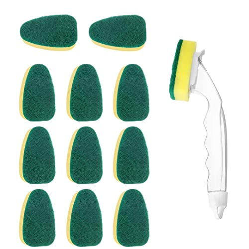 DOMIRE Esponja De Plato con Mango Cepillo De Limpieza De Matorrales Varita De Plato De Servicio Pesado para Cocina, Fregadero, Baño, Cepillo De Limpieza Reemplazable, Esponja De Plato, Cepillo De Cover