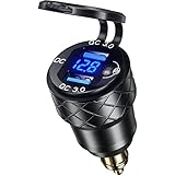 Kewig Aluminum DIN Hella Plug Charger Motorcycle Dual Quick Charger 3.0 USB Charger Power Adapter wi