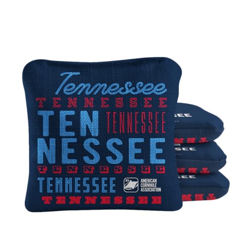 ACA Synergy Pro Dual Sided Cornhole Bags | Tennessee Navy Design | Set of (4) All-Weather Resin Filled Stick & Slide Corn Hole Bags