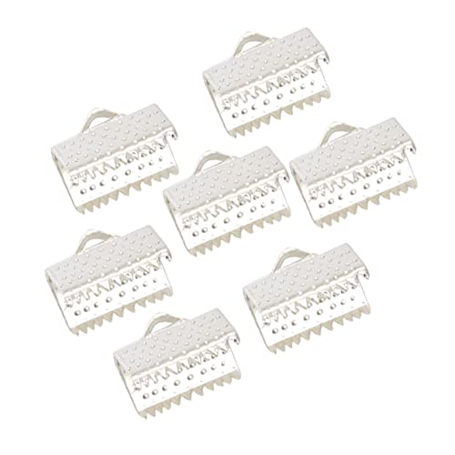 Operitacx Plated Metal Clip for Ribbon Ends 1.6cm Fastener Clasps Textured Crimp Clamp Ends DIY Jewelry Accessories