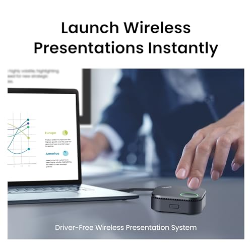 benq instashow wdc15 4k uhd wireless presentation system with usb-c amp hdmi button no app required usb touchscreen control128-bit encryption and cvss 40 certification for secure presentations