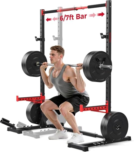 FLYBIRD Power Tower & Power Rack, 400 kg Tragkraft,verstellbare Klimmzugstange & Dip Station, Multifunktionaler Kraftturm mit J-Haken & Langhantelablagen, für...