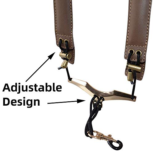 adorence Saxophon-Gurt–Handgefertigter, Stressfreier, Verlängerter Schultergurt für Saxophon, Tenor, Alt und Bariton - Braun