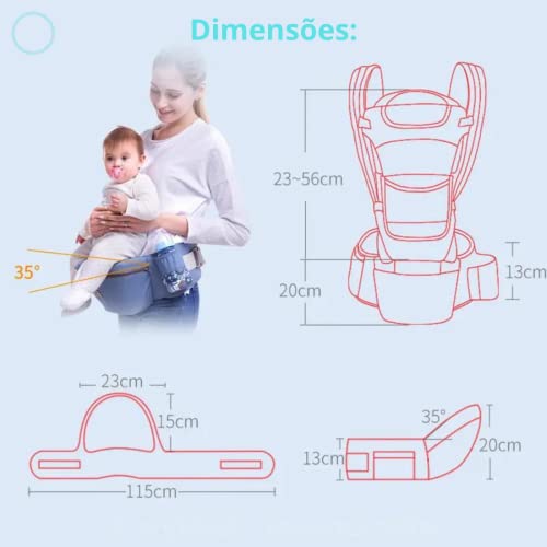 Canguru Carregador Ergonômico Para Bebê C/Assento Hipseat