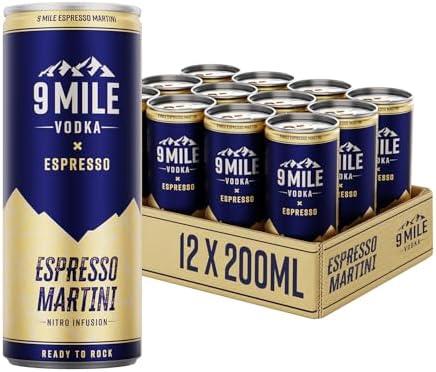 9 MILE Vodka Espresso Martini Premix – 12 x 0,2L Dosen Einweg – 10% Vol. – Ready‑to‑Drink Cocktail mit NITRO-INFUSION, echtem Espresso & 9 MILE Vodka – cremige Schaumkrone, ideal für unterwegs