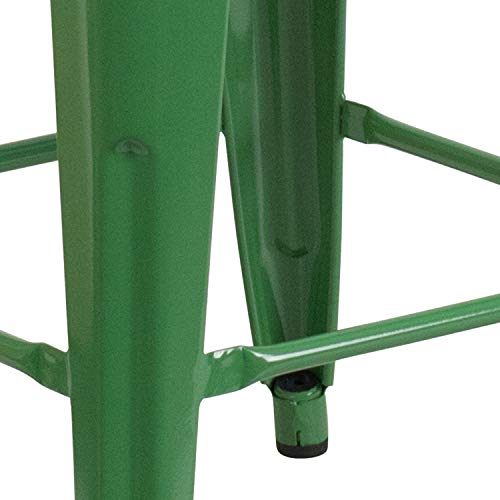 Flash Furniture Commercial Grade 24" High Backless Green Metal Indoor-Outdoor Counter Height Stool With Square Seat #TOP5
