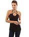 PattyBoutik Women's Geometric Straps V Neck Halter Top (Black S)