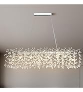 YUYI Modern Tree Branch Crystal Chandelier, 47" Luxury Silver Crystal Pendant Lighting, 14-Light ...