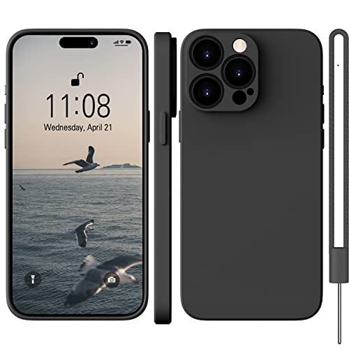 WXX Funda de silicona para iPhone 14 Pro Max, funda para iPhone 14 Pro Max, fina con microfibra, resistente a los arañazos, protección completa para iPhone 14 Pro Max de 6,7 pulgadas, color negro mate