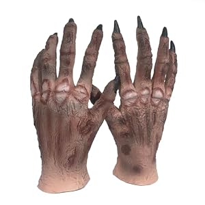 FakeFace Horror Zombie-Handschuhe - Realistische Mumien Hexen Gruselige Krallen-Handschuhe Zombie Kostüm Hände für Halloween Cosplay, Werwolf Wolf Krallen, Blutige Zombie Hände, Schädelhandschuhe