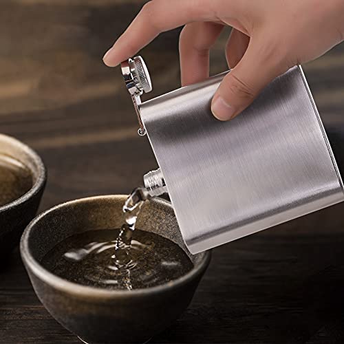 10 Pcs Hip Flask For Liquor Silvery 6Oz Stainless Steel Leakproof With 10 Pcs Funnel For Gift, Camping, Wedding Party, Groomsmen Gifts #TOP4