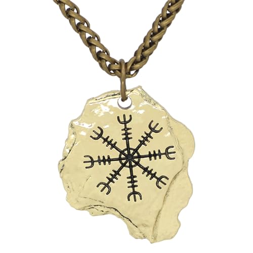 Collier de Runes pour Hommes avec Pendentif Boussole Viking rétro et Cordon Cuir