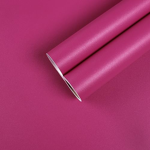 CHIHUT Extra Wide 30"x118" Magenta Pink Matte Contact Paper Peel and Stick Self Adhesive Removable Magenta Pink Wallpaper for Bedroom Bathroom Living Room Decorative Vinyl Wallpaper for Walls