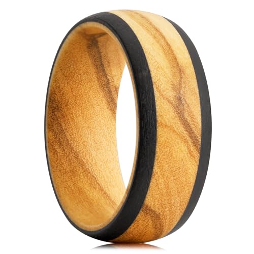 King Will Olive Wood Ring with Ebony Edges